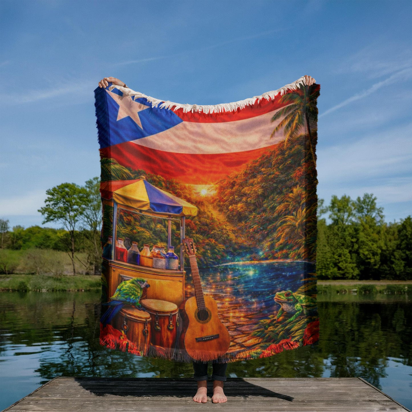 Puerto Rico Flag Blanket, Island Vibe Throw, Tropical Decor Gift, Vibrant Puerto Rican Keepsake, Gorgeous Vacation Memory