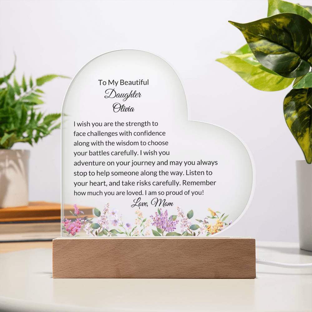 Daughter Personalized LED  Heart Plaque
