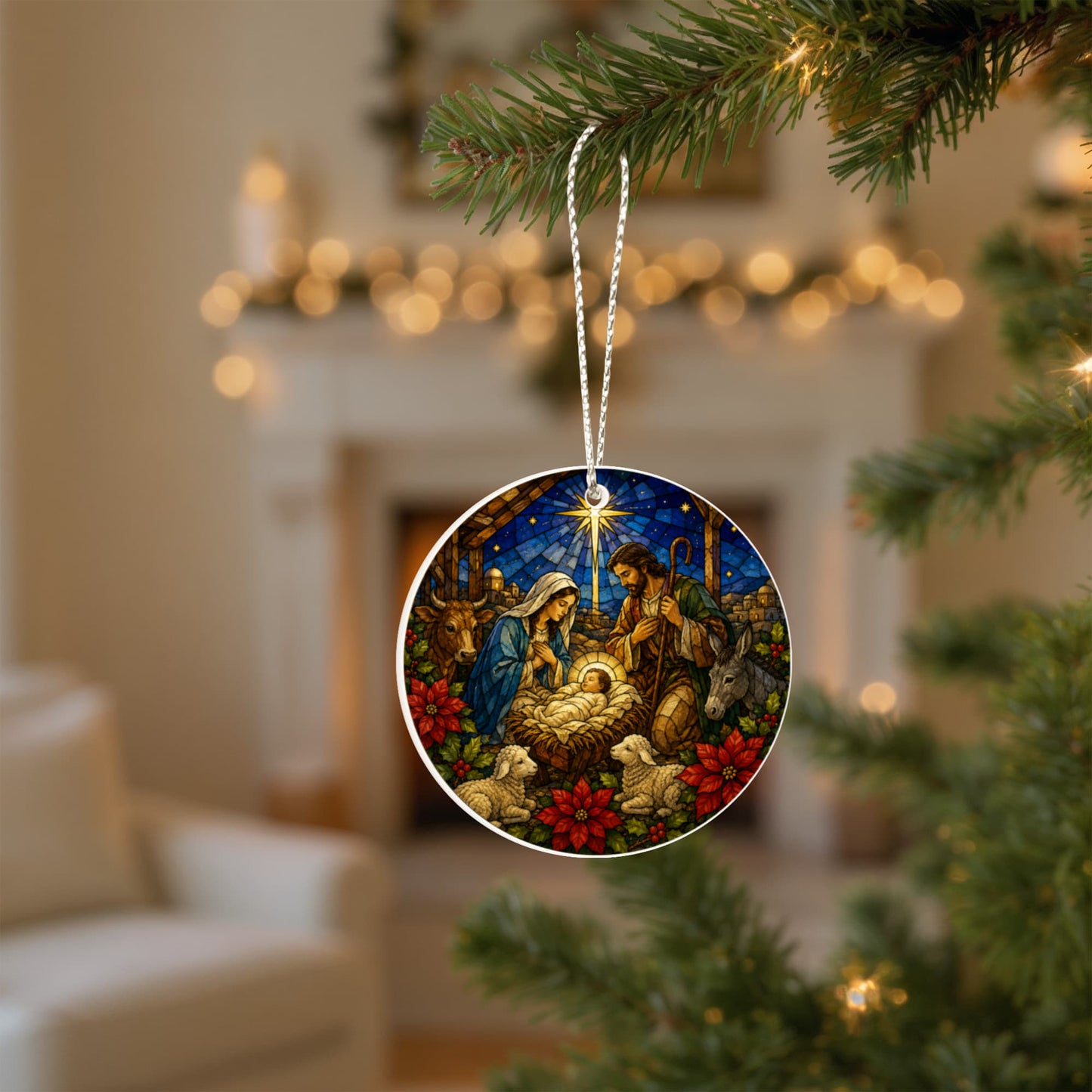 Baby Jesus Nativity Ornament, Christmas Tree Decor, Acrylic Holiday Ornament, Religious Gift, Nativity Scene Ornament
