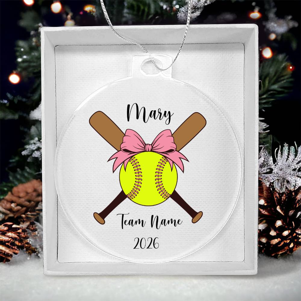 Personalized Softball Christmas Ornament