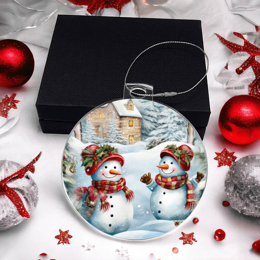 Snowmen Acrylic Christmas Ornament-[Heartfelt Family Gift]