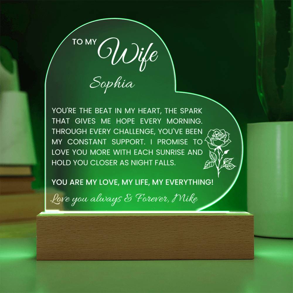 Personalized Wife Acrylic Heart Plaque
