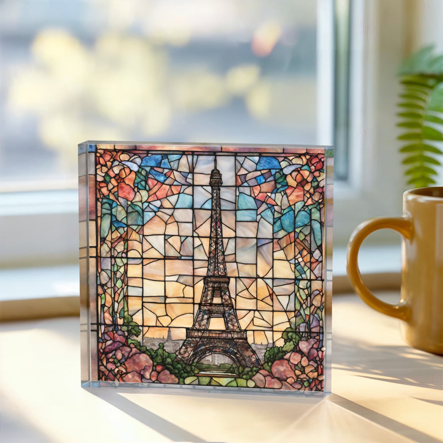 Paris Eiffel Tower Stained Glass Acrylic Decor