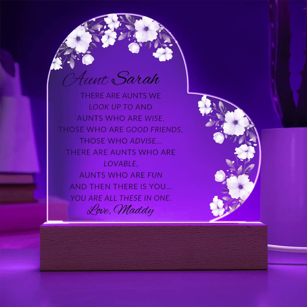 Aunt Acrylic Heart Plaque-[Heartfelt Family Gift]