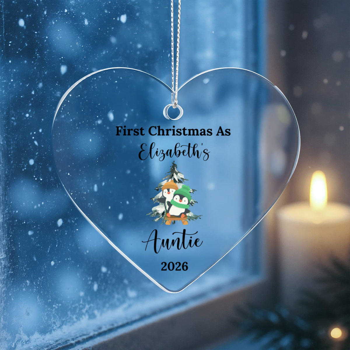 First Christmas As Aunt Heart Ornament