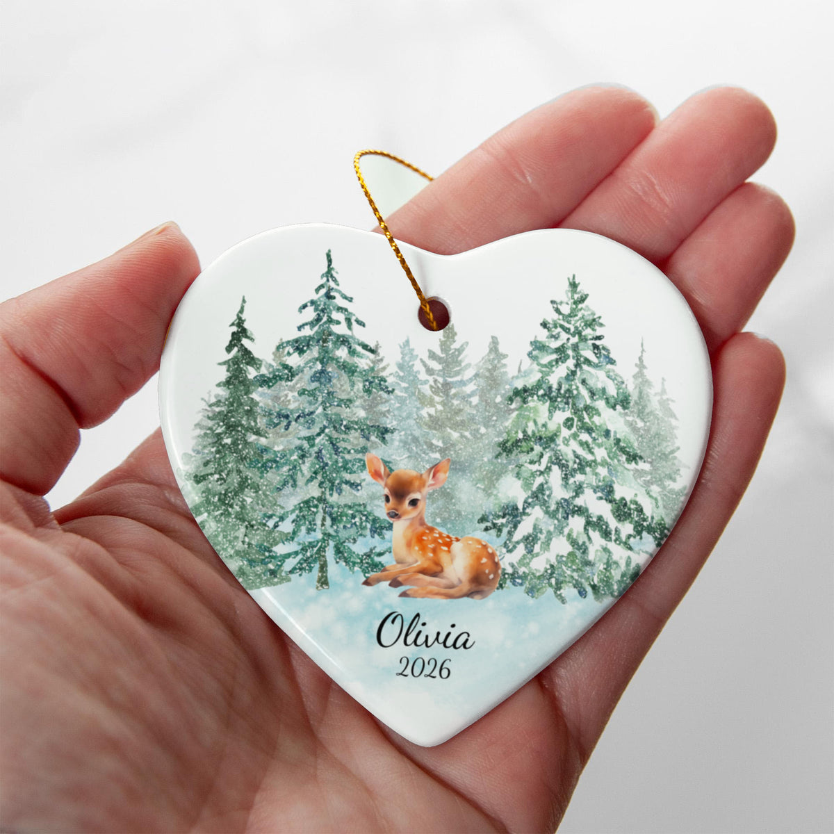 Deer Heart Christmas Ornament for Kids