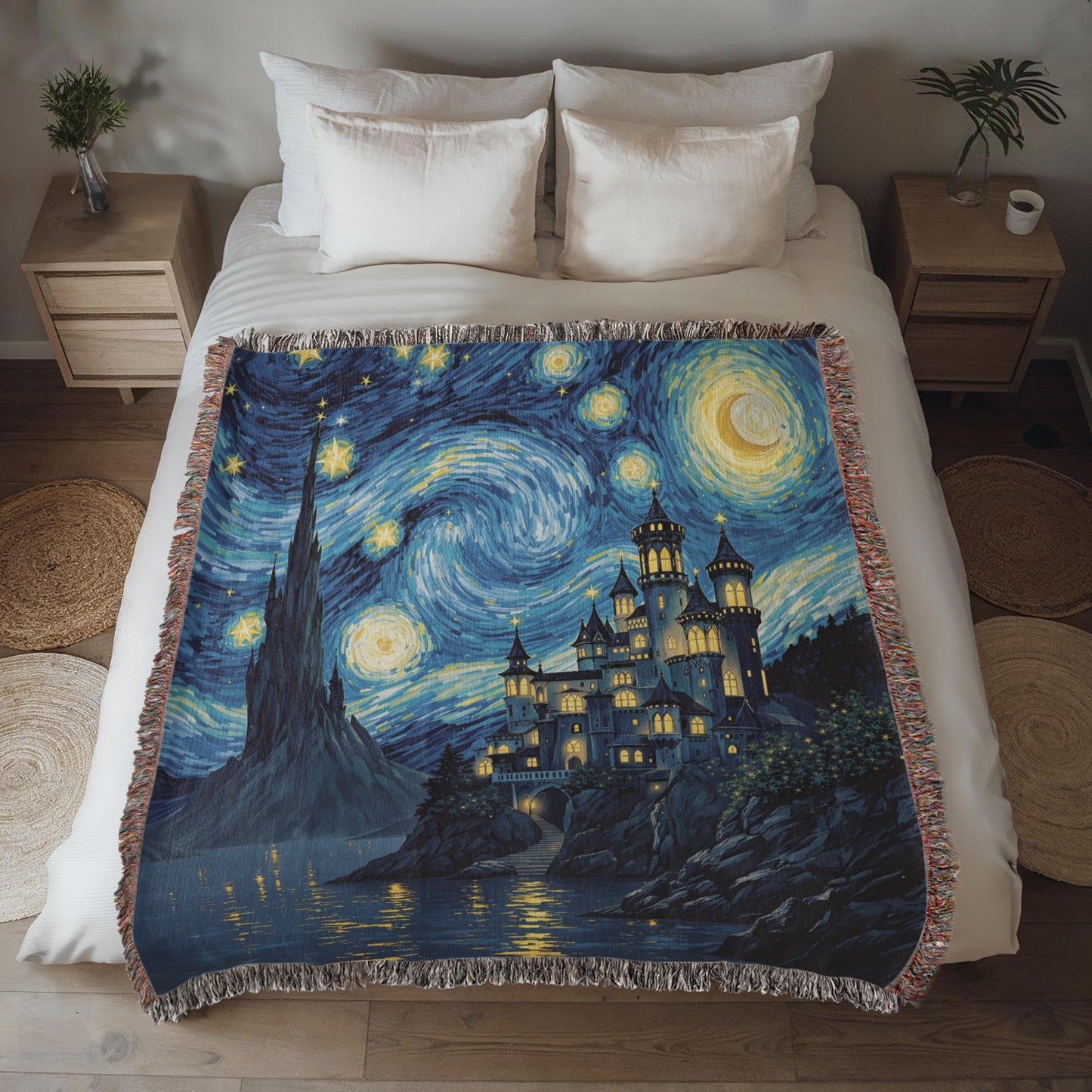 Mystical Castle Woven Cotton Throw-[Heartfelt Family Gift]