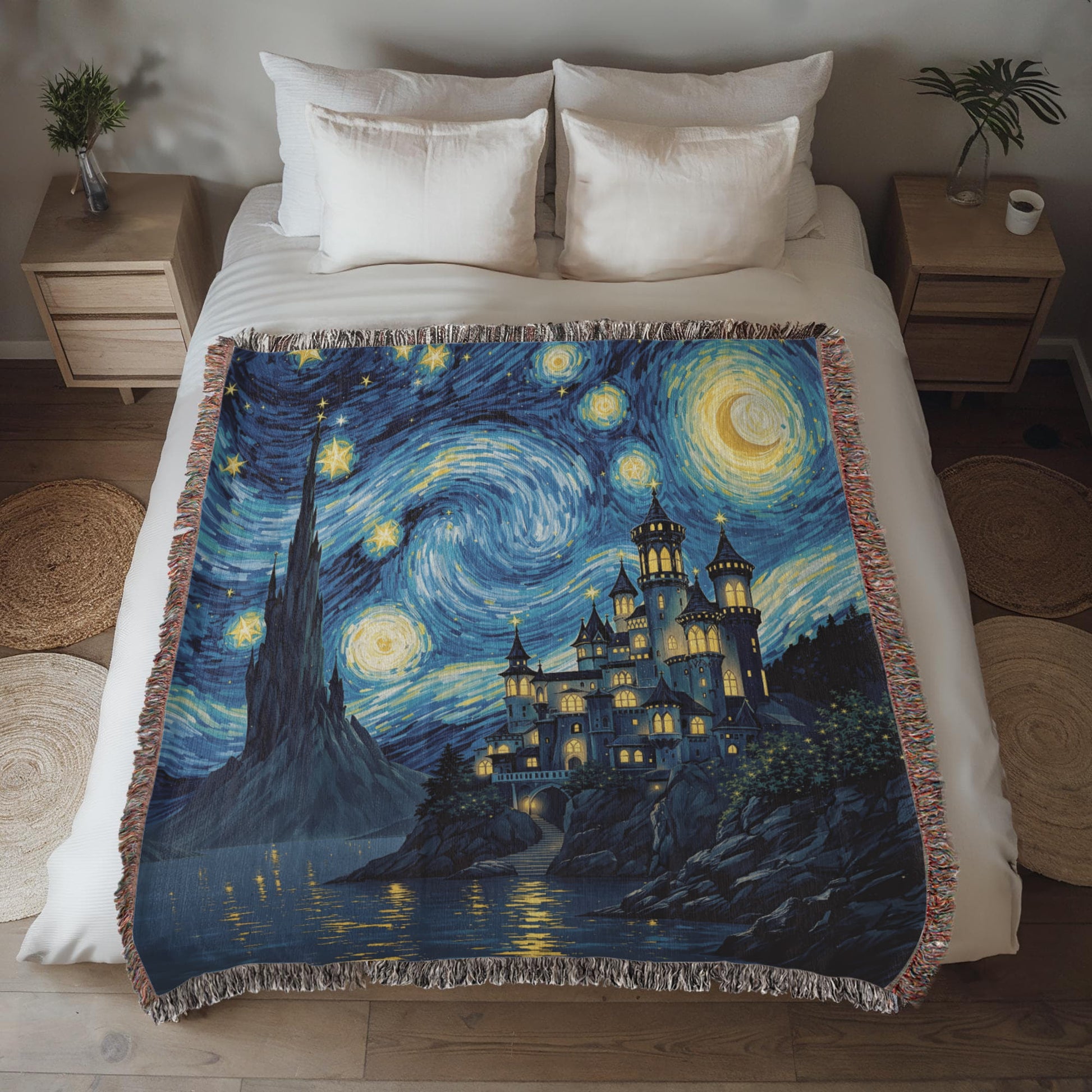 Mystical Castle Woven Cotton Throw-[Heartfelt Family Gift]