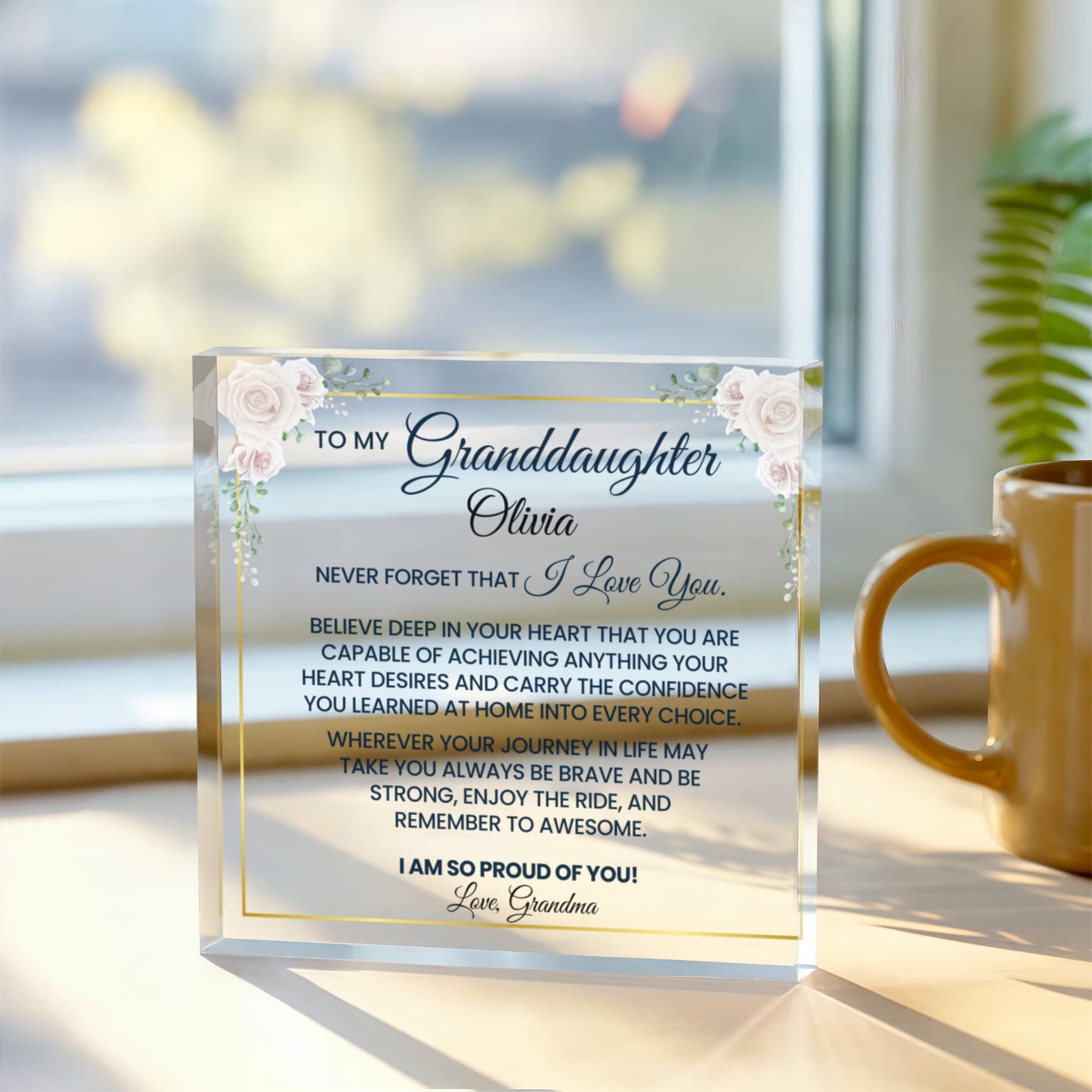 Personalized Granddaughter Plaque, Acrylic Gift From Grandma, Sentimental Keepsake, Gift For Granddaughter, Birthday Gift