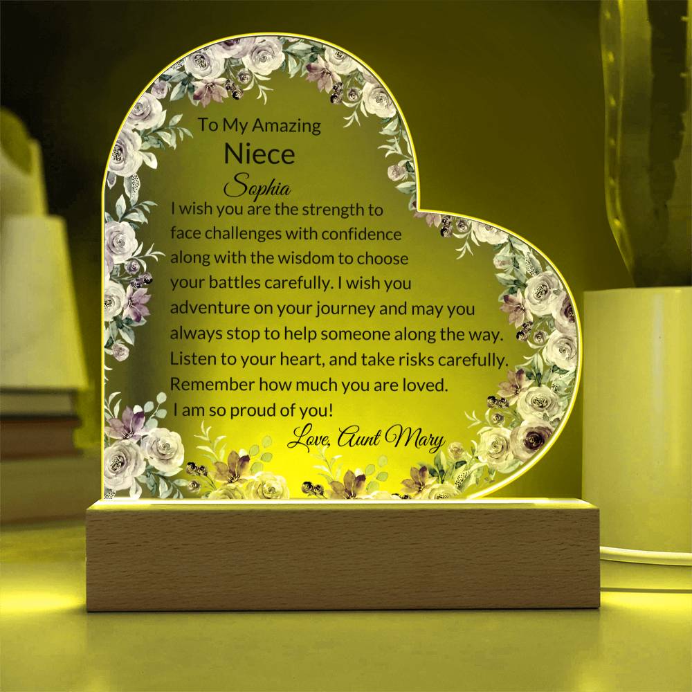 Niece Personalized LED  Heart Plaque