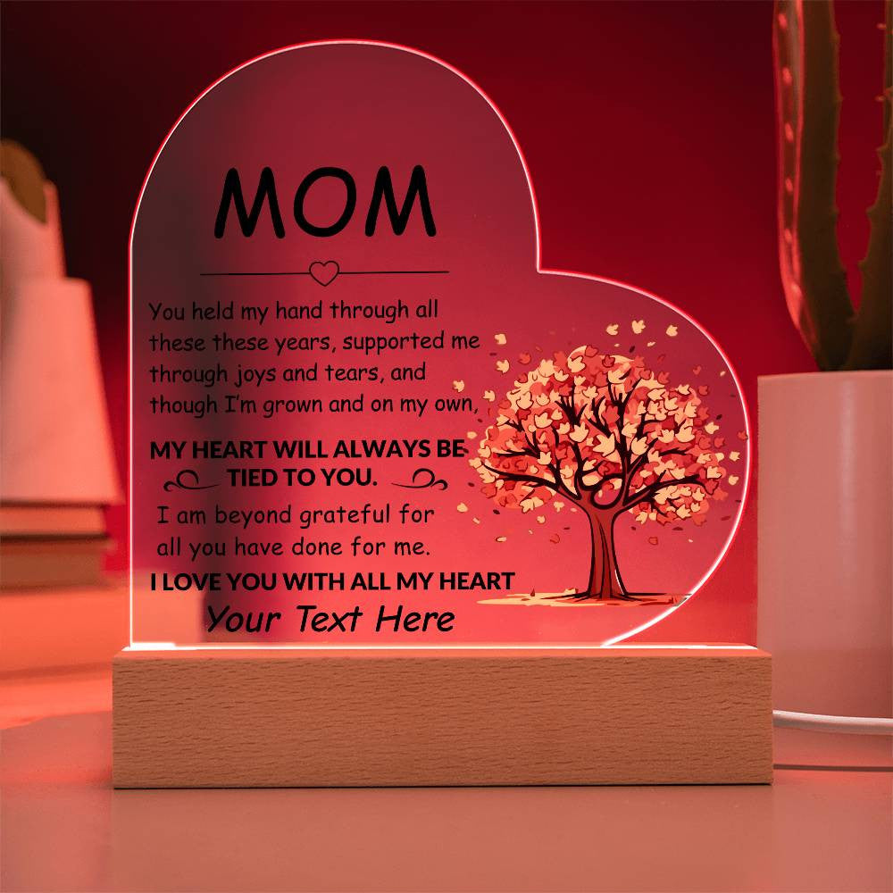 Mom Acrylic Heart Plaque Gift-[Heartfelt Family Gift]