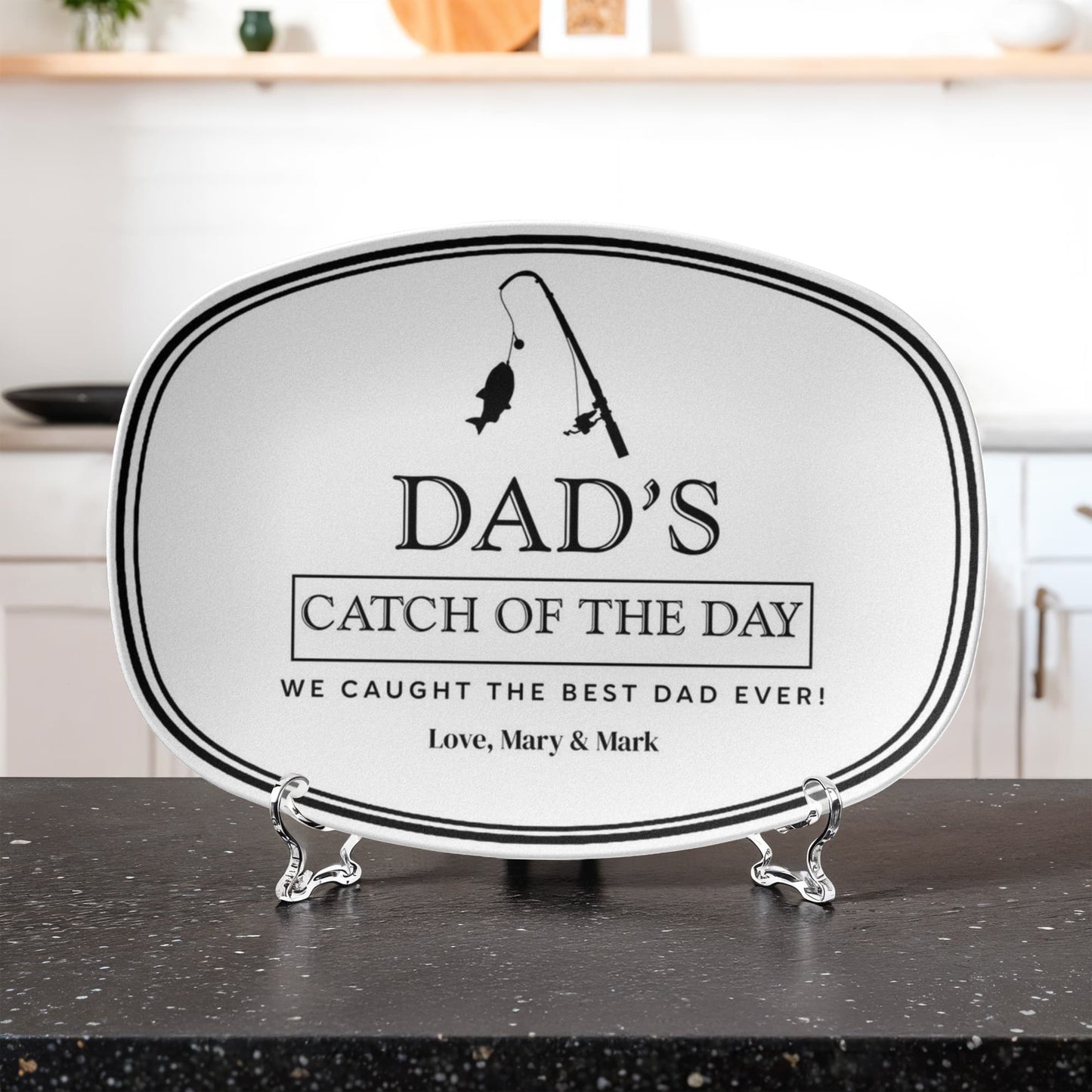 Dad's Catch Fish Platter, Personalized Fish Serving Tray