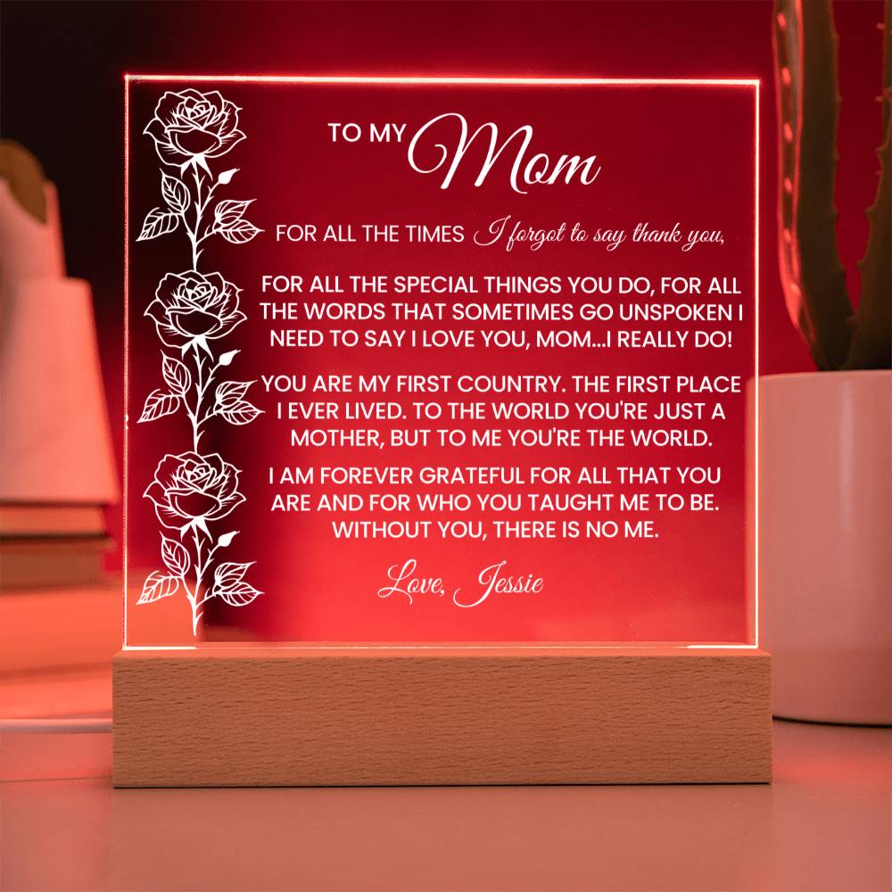 Mom Rose Plaque Gift