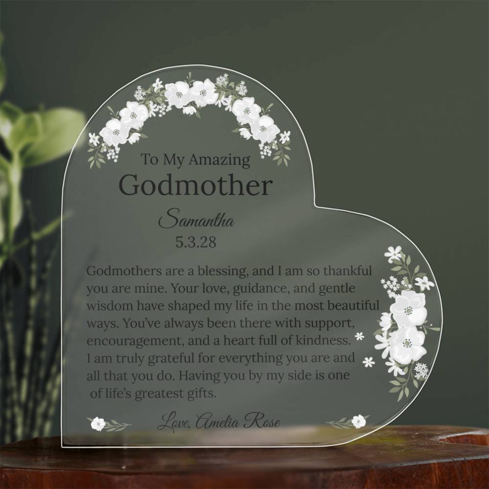 Personalized Godmother Acrylic Heart Gift