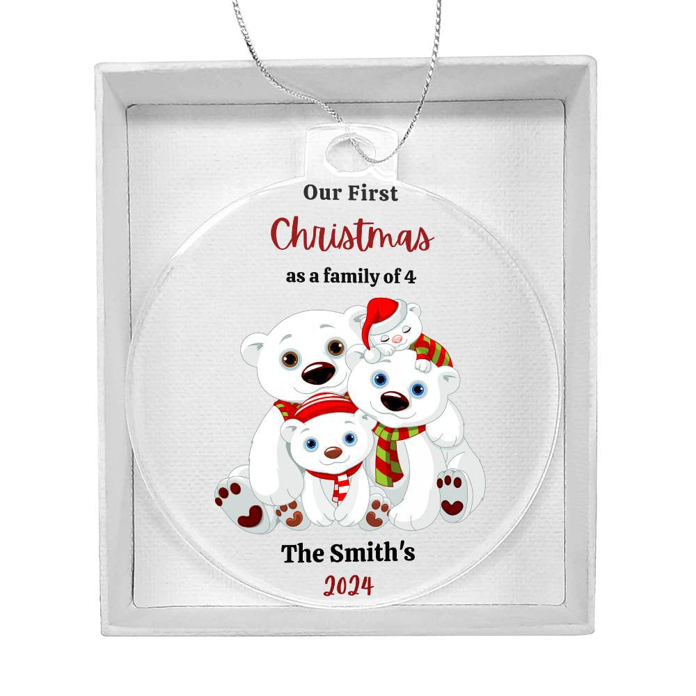 1st Christmas as a family of 4 Polar Bear Ornament-[Heartfelt Family Gift]