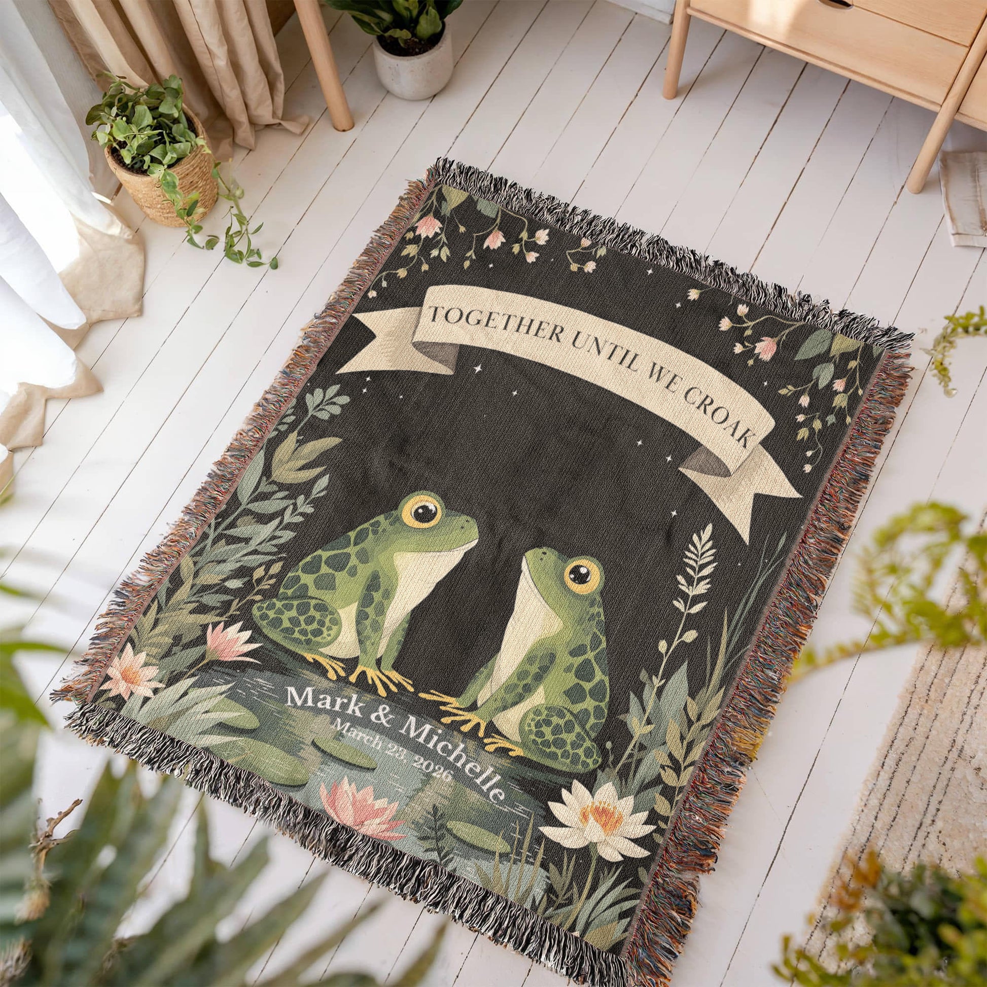 Personalized Frog Couple Blanket-[Heartfelt Family Gift]