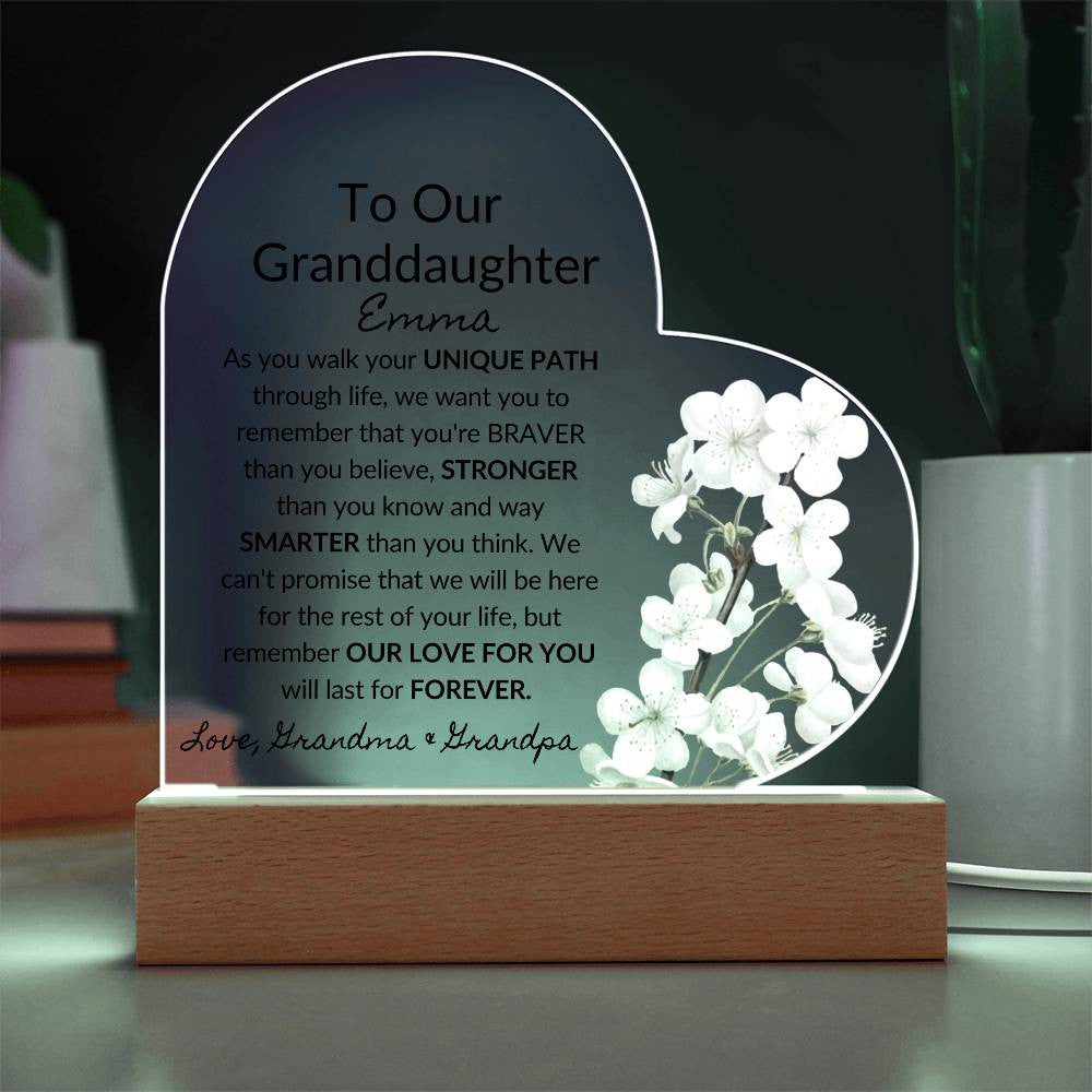 Granddaughter Acrylic Heart-[Heartfelt Family Gift]