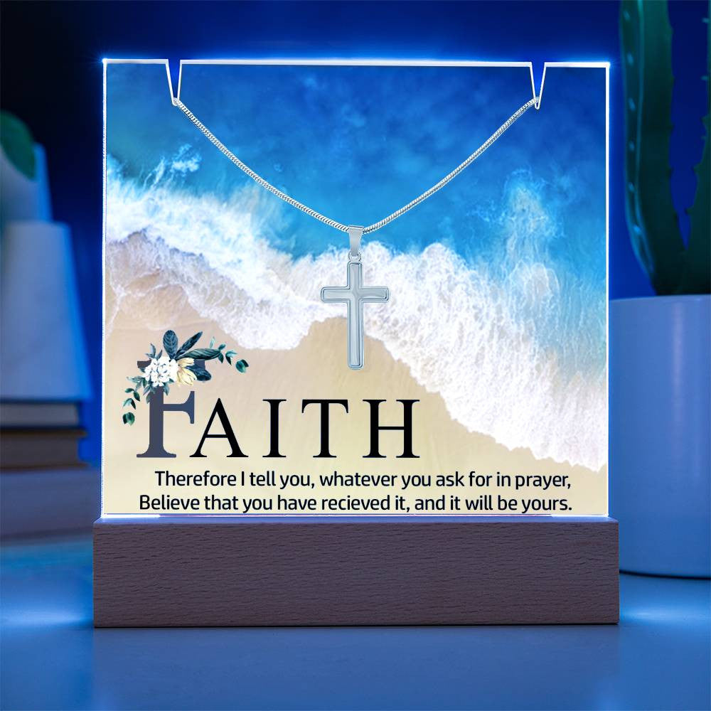Faith Religious Plaque & Cross Gift Set-[Heartfelt Family Gift]