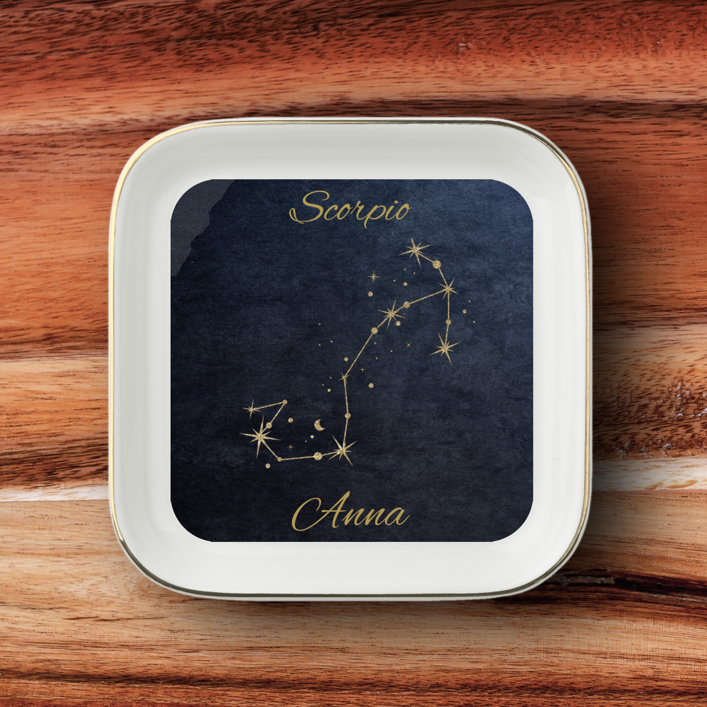 Scorpio Zodiac Jewelry Dish, Gold Constellation Trinket Tray, Astrology Gift for Scorpio, Ceramic Ring Holder, Birthday Gift for Her