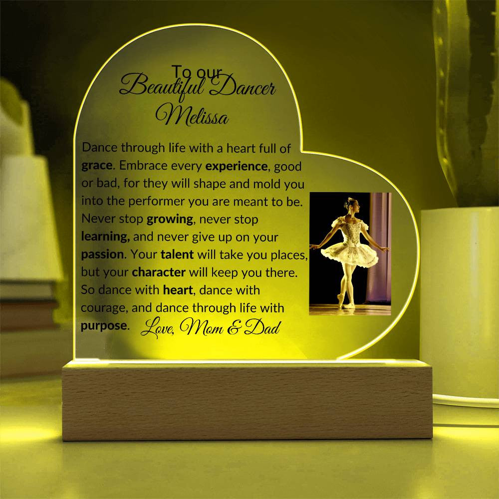 Personalized Dance Recital Acrylic Heart Plaque-[Heartfelt Family Gift]