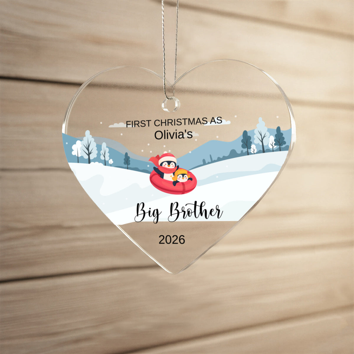 Big Brother or Sister Acrylic Heart Ornament for New Baby