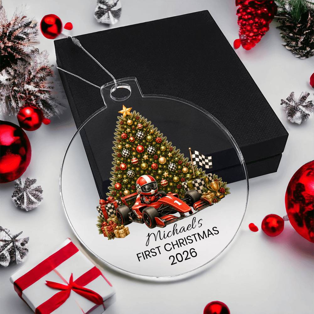 Race Car Driver Kids Christmas Ornament