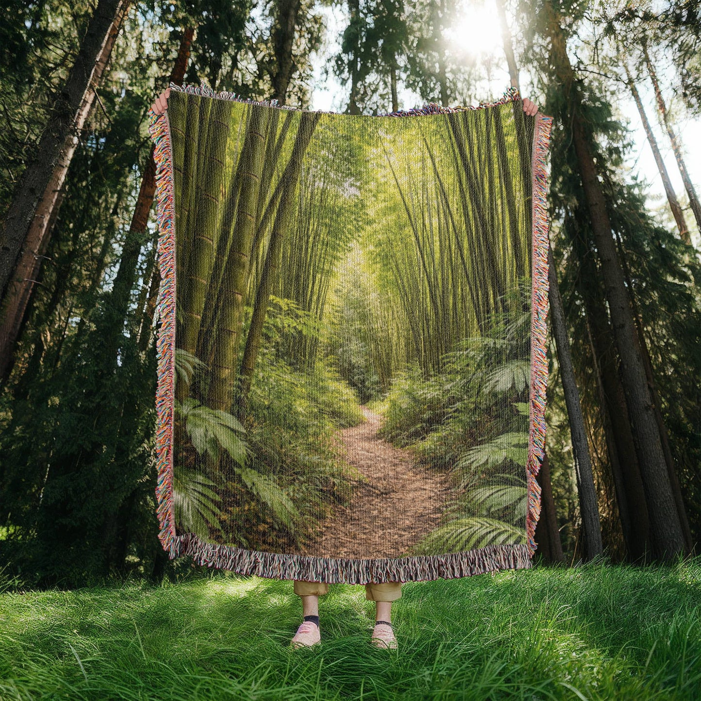 Puerto Rico Culture Inspired Sugar Cane Field Woven Blanket
