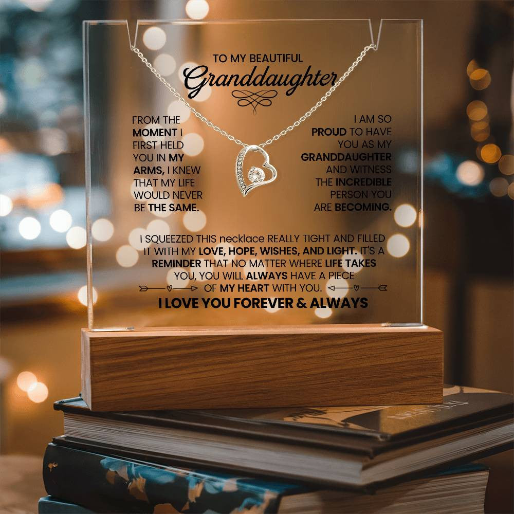 Granddaughter Lighted Jewelry Holder with Necklace Gift Set-[Heartfelt Family Gift]