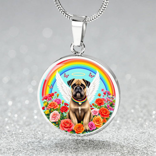 Pug Dog Engraved Memorial Rainbow Bridge Necklace-[Heartfelt Family Gift]