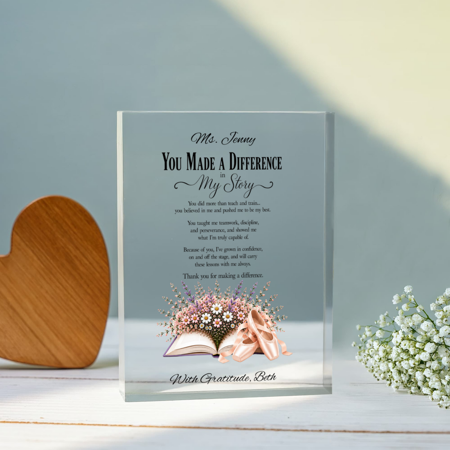 The Difference You Made Dance Teacher Appreciation Plaque