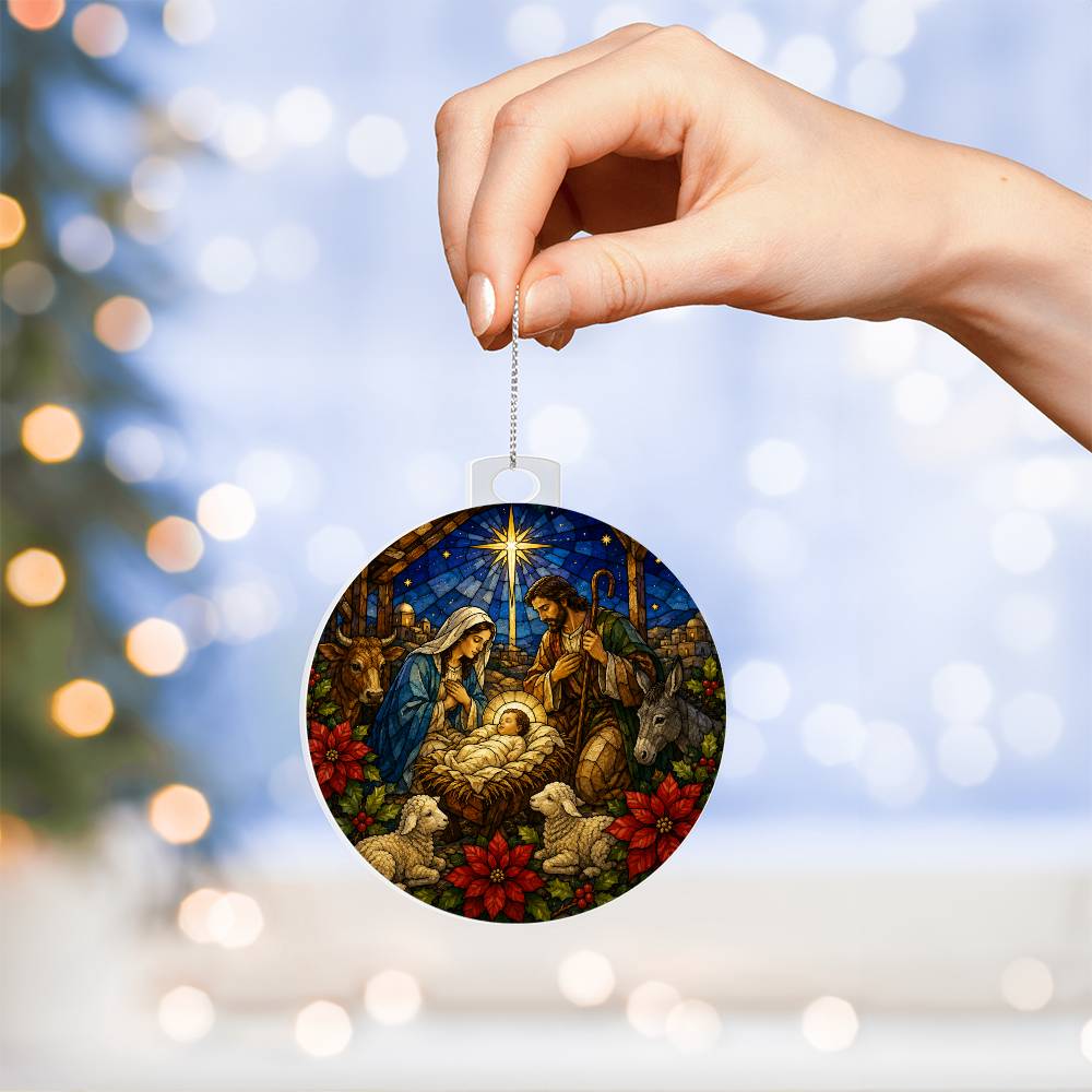 Baby Jesus Nativity Ornament, Christmas Tree Decor, Acrylic Holiday Ornament, Religious Gift, Nativity Scene Ornament