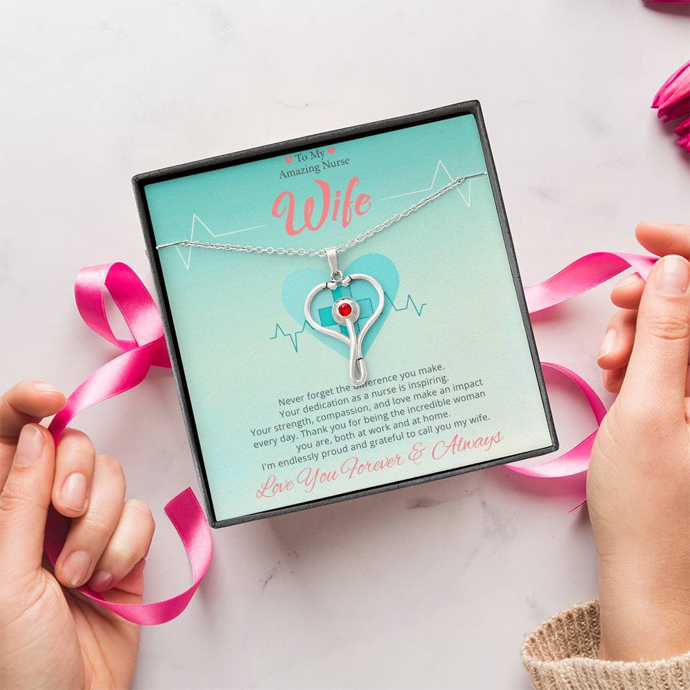 Nurse Wife Stethoscope Necklace Gift-[Heartfelt Family Gift]