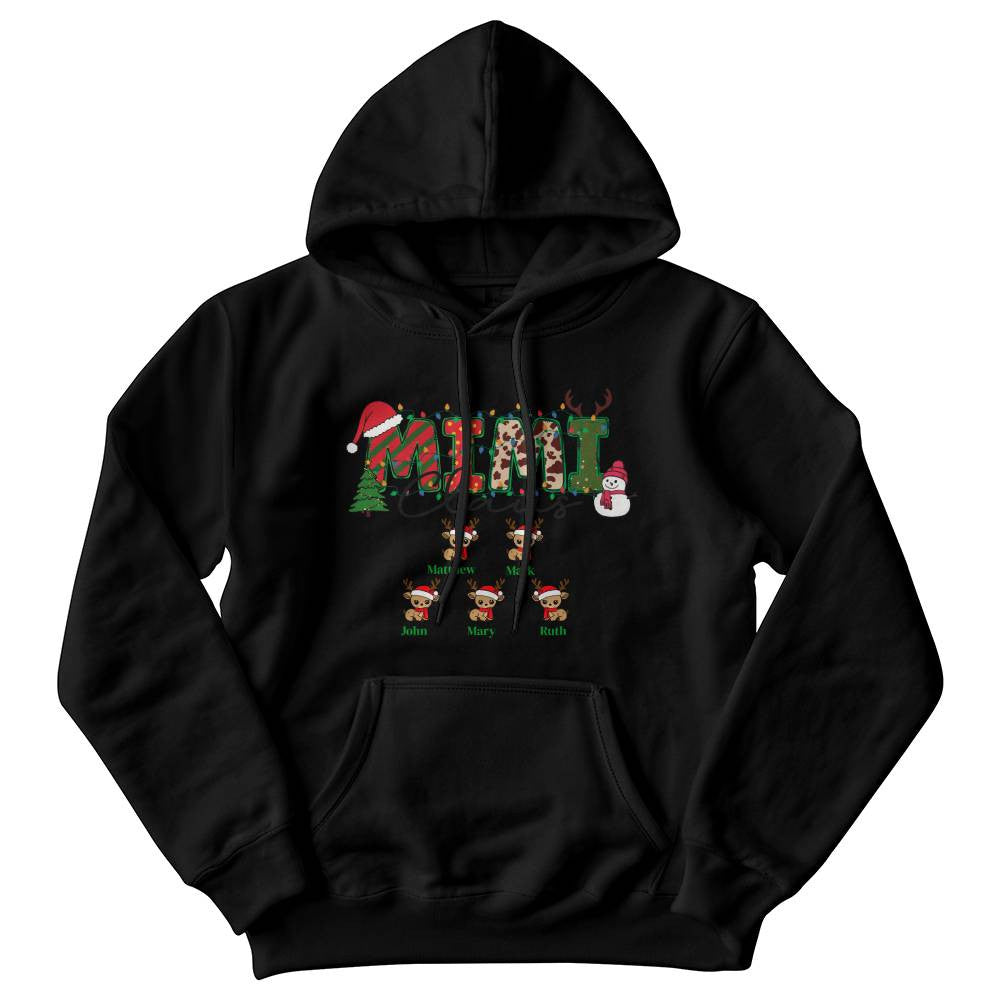 Personalized Mimi Claus Hooded Sweatshirt in Black or White-[Heartfelt Family Gift]