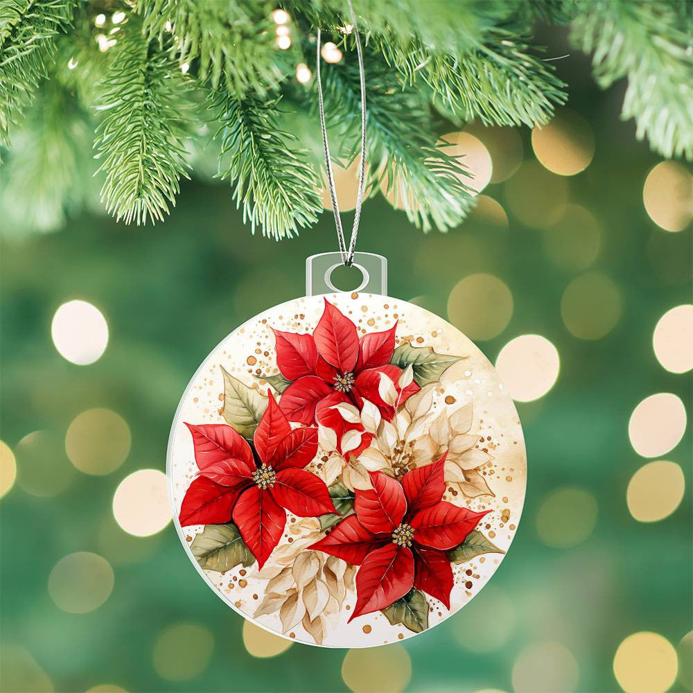 Poinsettia Penquin Acrylic Christmas Ornament-[Heartfelt Family Gift]