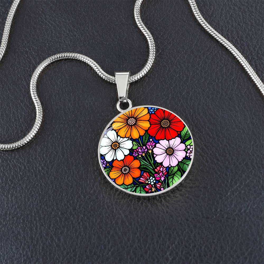 Floral Necklace with Engraving