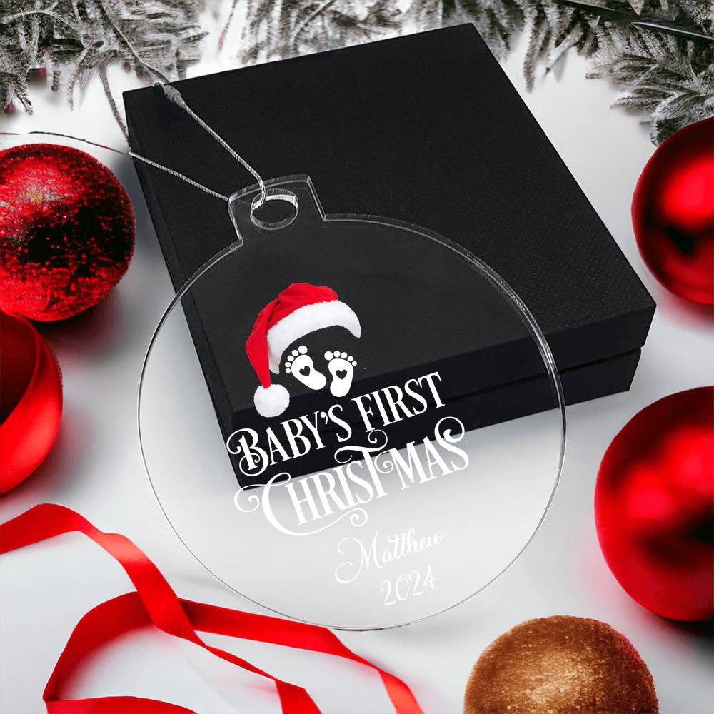 Baby 1st Christmas Santa Hat Acrylic Ornament-[Heartfelt Family Gift]