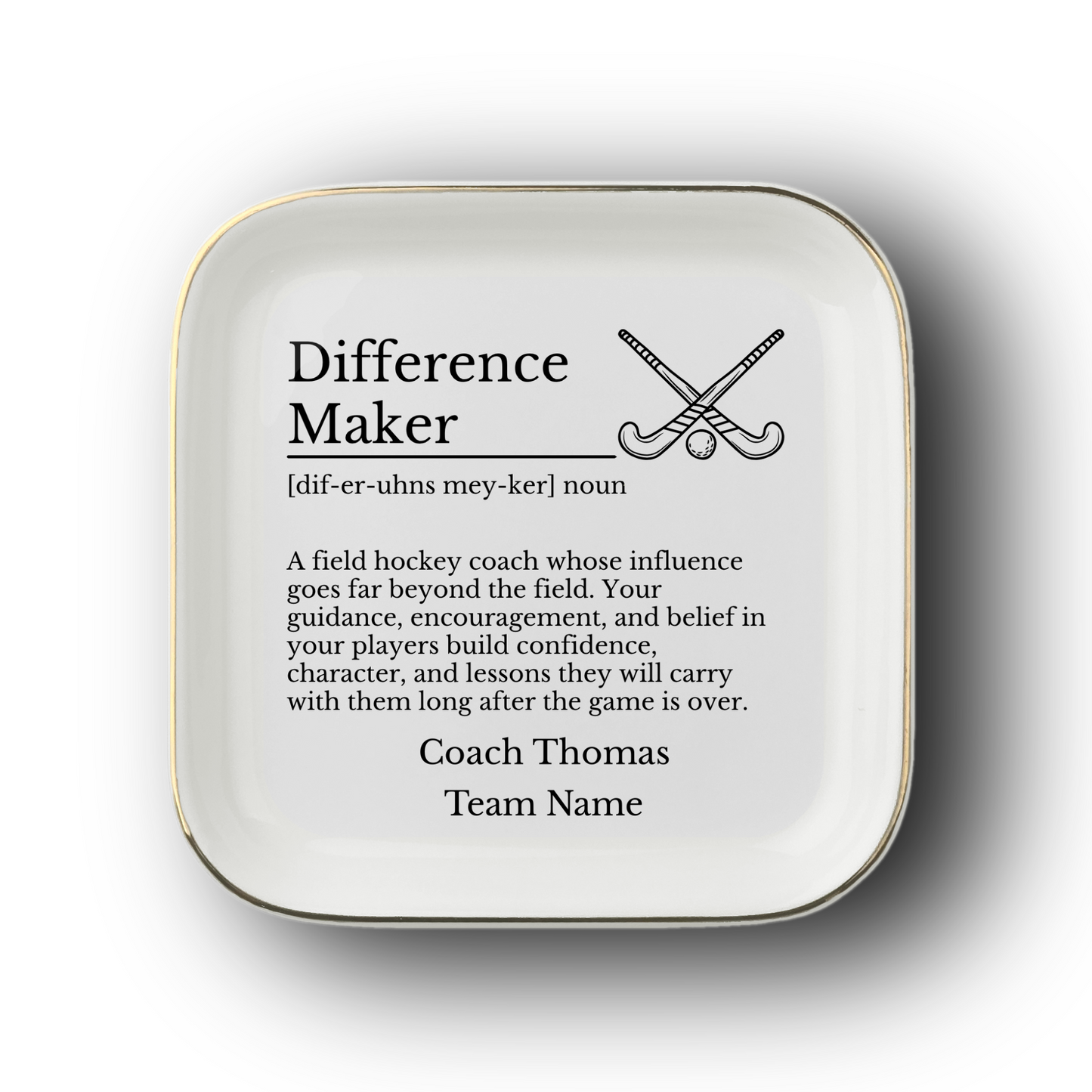 Field Hockey Coach Jewelry Dish Trinket Tray