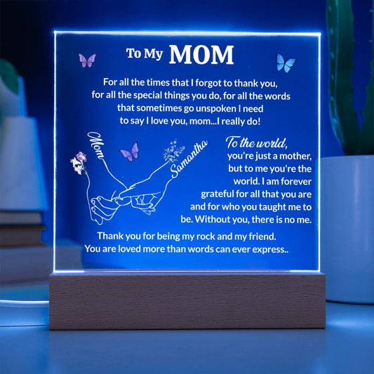 Personalized Mom and Daughter Birthflower Led Lighted Plaque Gift