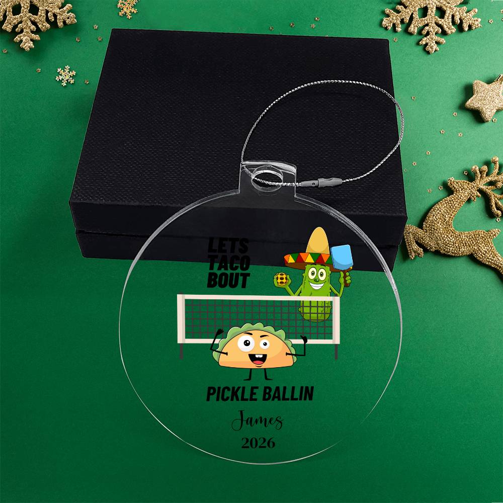 Funny PIckleball Acrylic Christmas Ornament