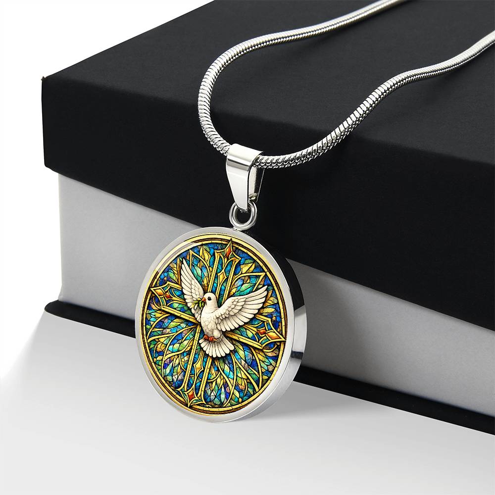 Personalized Dove and Holy Cross Necklace, Women's Religious Jewelry Gift