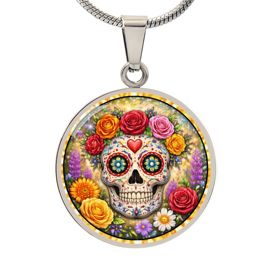 Sugar Skull Personalized Engraved Necklace Bracelet or Keychain