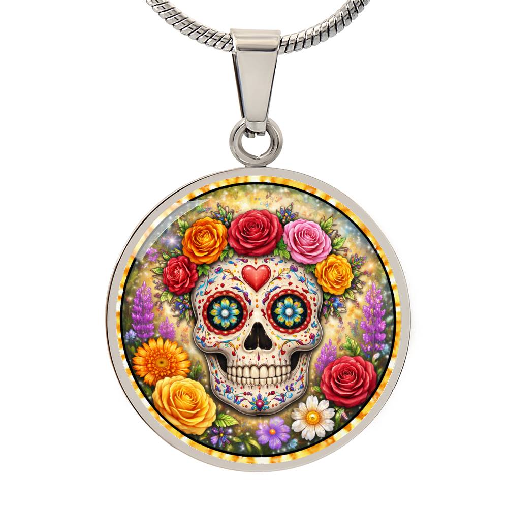 Sugar Skull Personalized Engraved Necklace Bracelet or Keychain