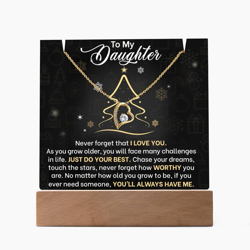 Daughter Christmas LED Acrylic Heart Necklace & Plaque-[Heartfelt Family Gift]