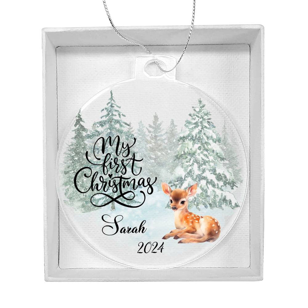 Baby's 1st Christmas Deer Acrylic Ornament-[Heartfelt Family Gift]