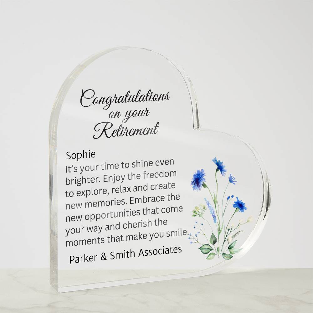 Retirement Acrylic Heart Plaque-[Heartfelt Family Gift]