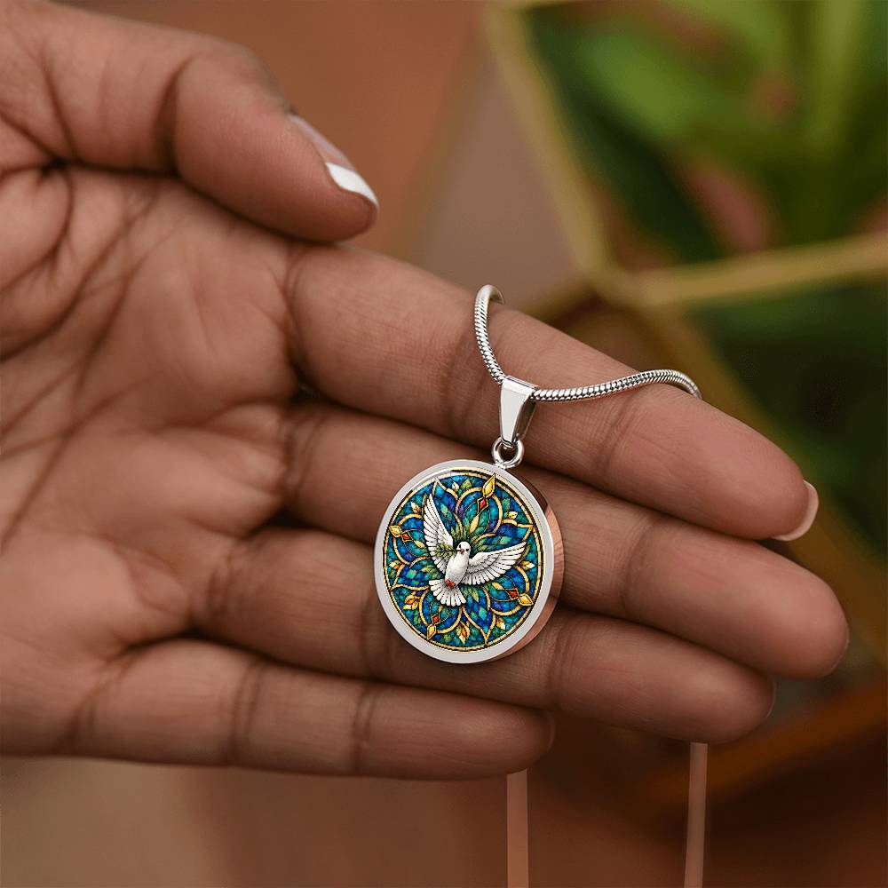 Dove Holy Cross Necklace, Personalized Spiritual Pendant, Memorial Jewelry, Religious Faith Gifts