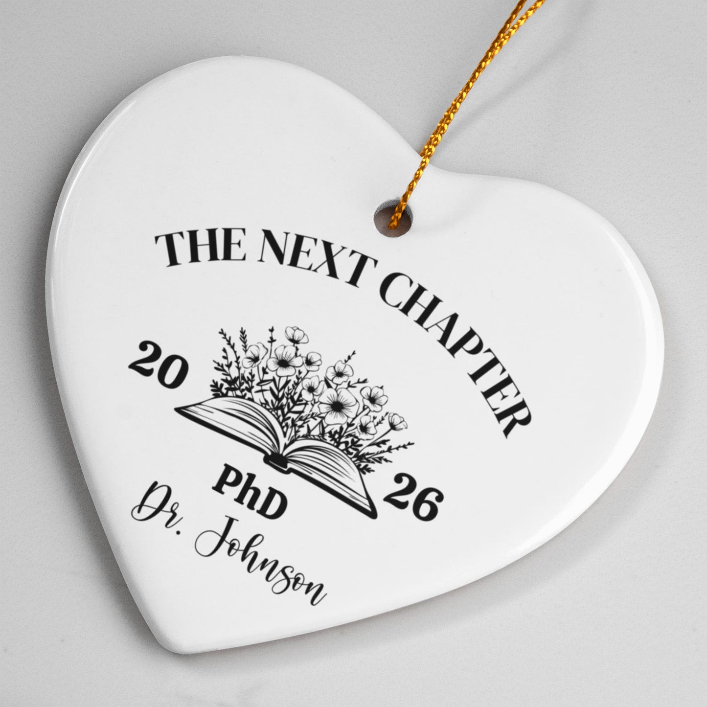 Personalized Next Chapter Ceramic Heart Ornament