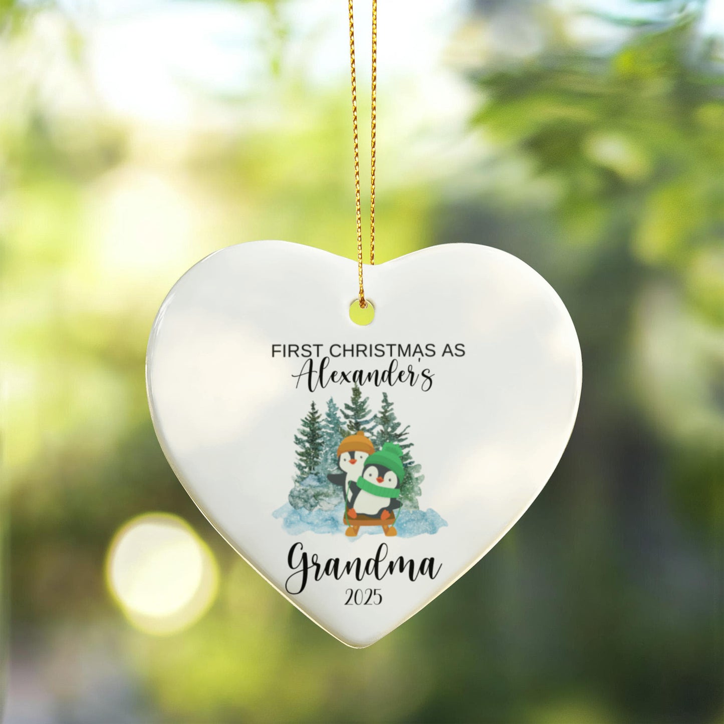First Christmas As Grandma Heart Ornament