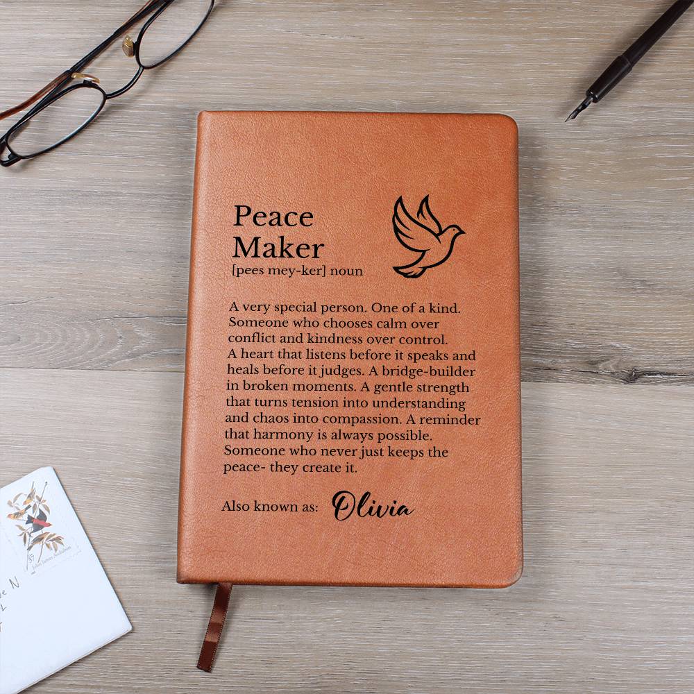 Peace Maker Journal, Mindfulness Diary, Personalized Notebook, Gift for Writers, Inspirational Journal, Custom Diary