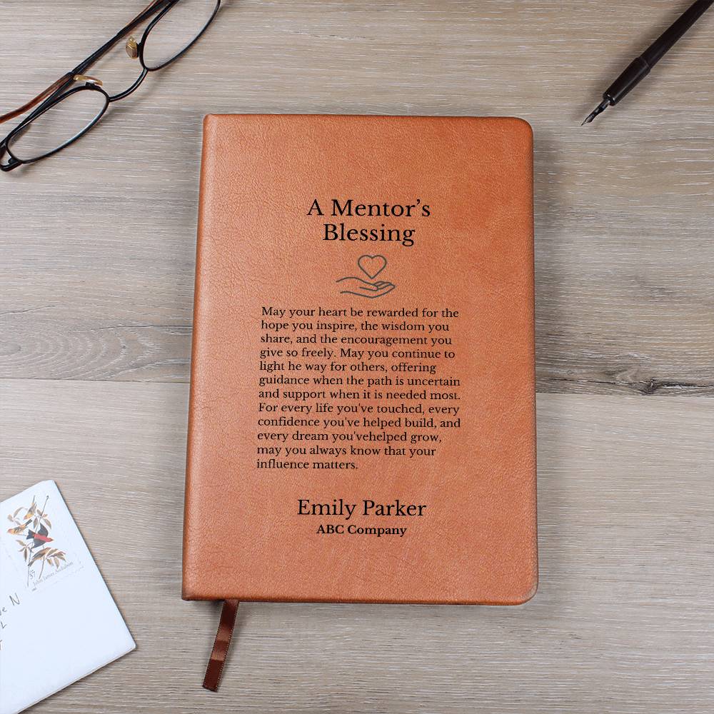 Mentor Prayer Journal, Vegan Leather Notebook, Inspirational Gift for Mentor